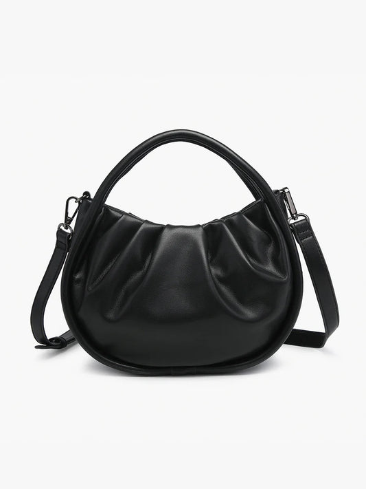 Audrey Mini Round Satchel w/ Crossbody Strap - Black