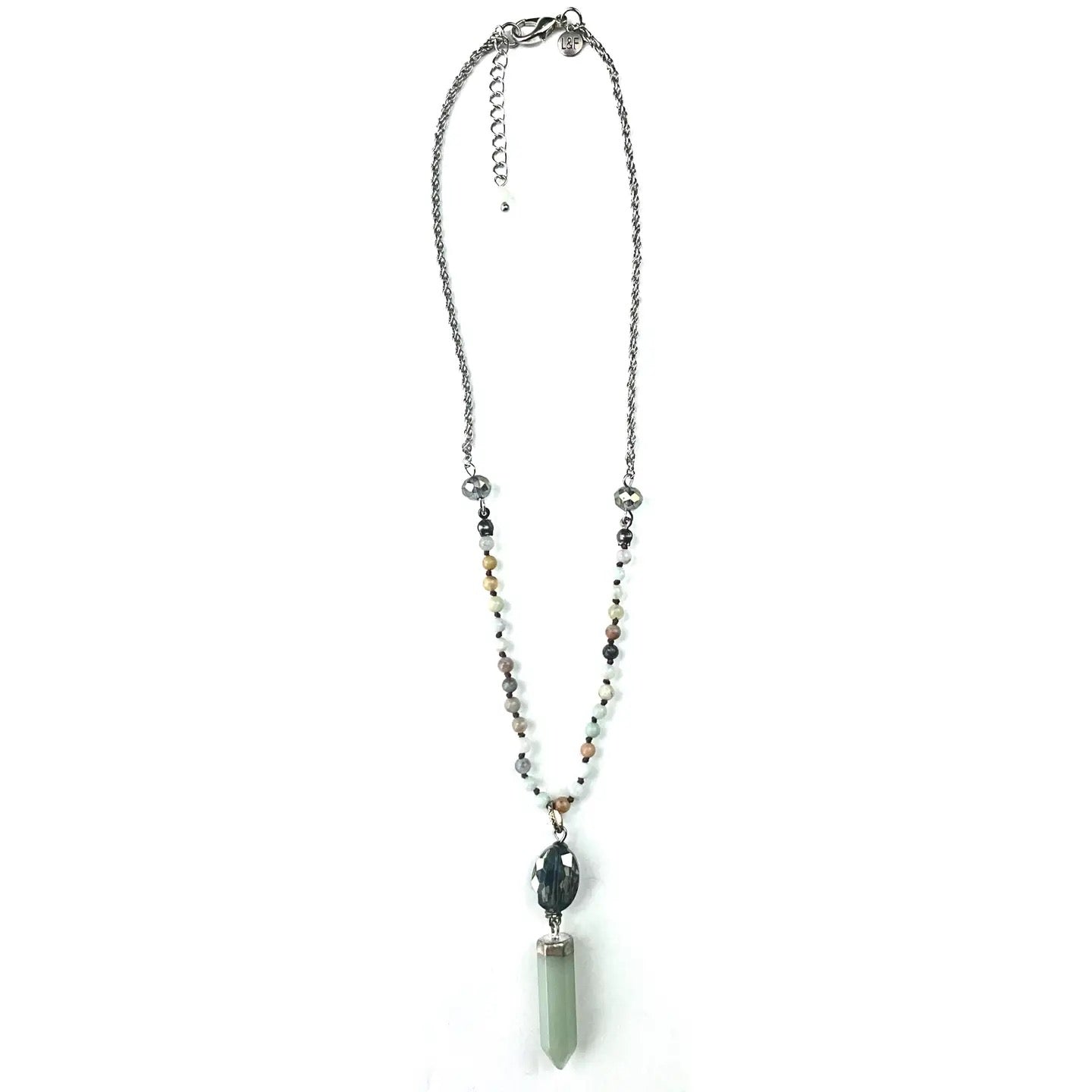 Pointed Stone Thin Beaded Necklace