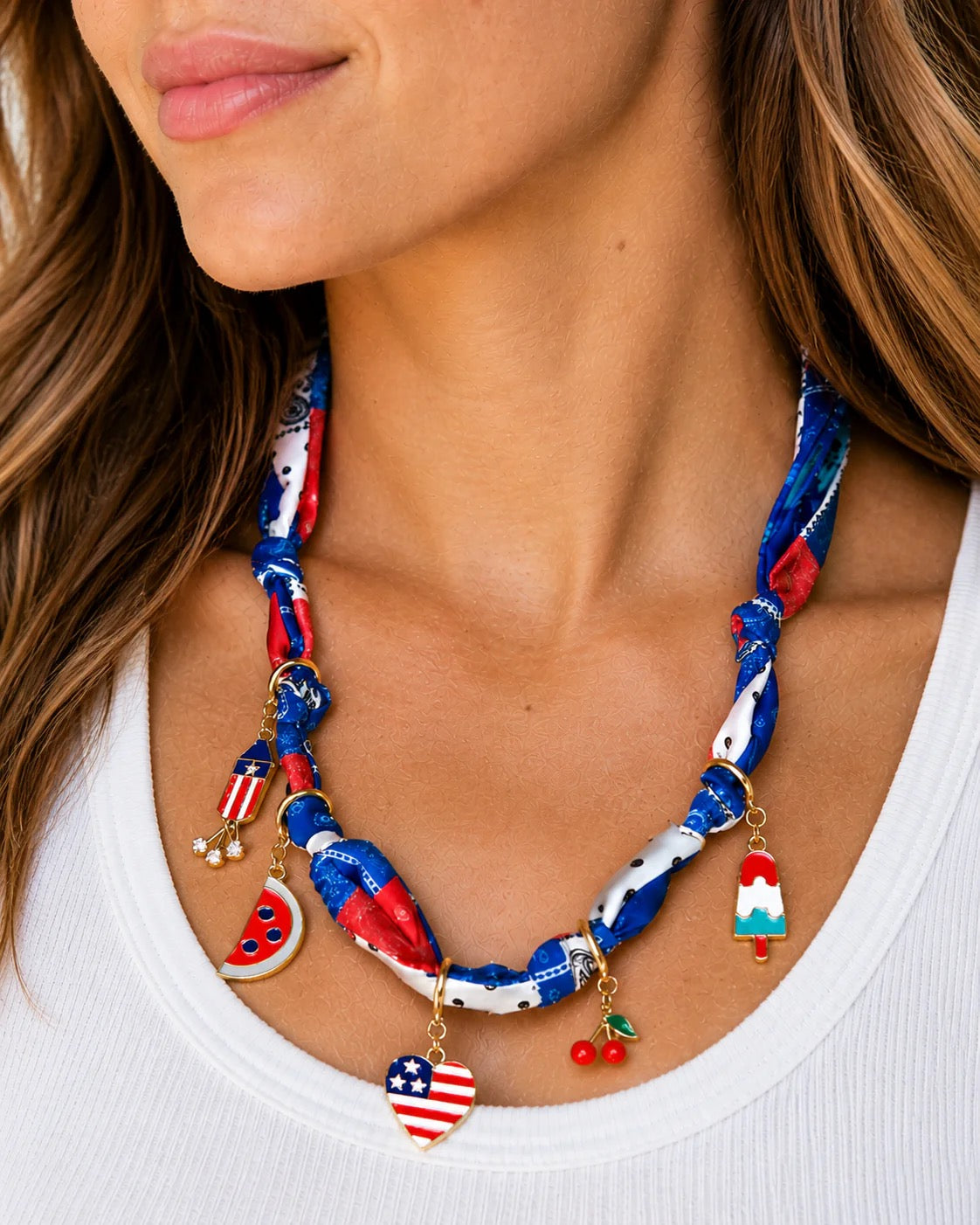 Patriotic Scarf Necklace