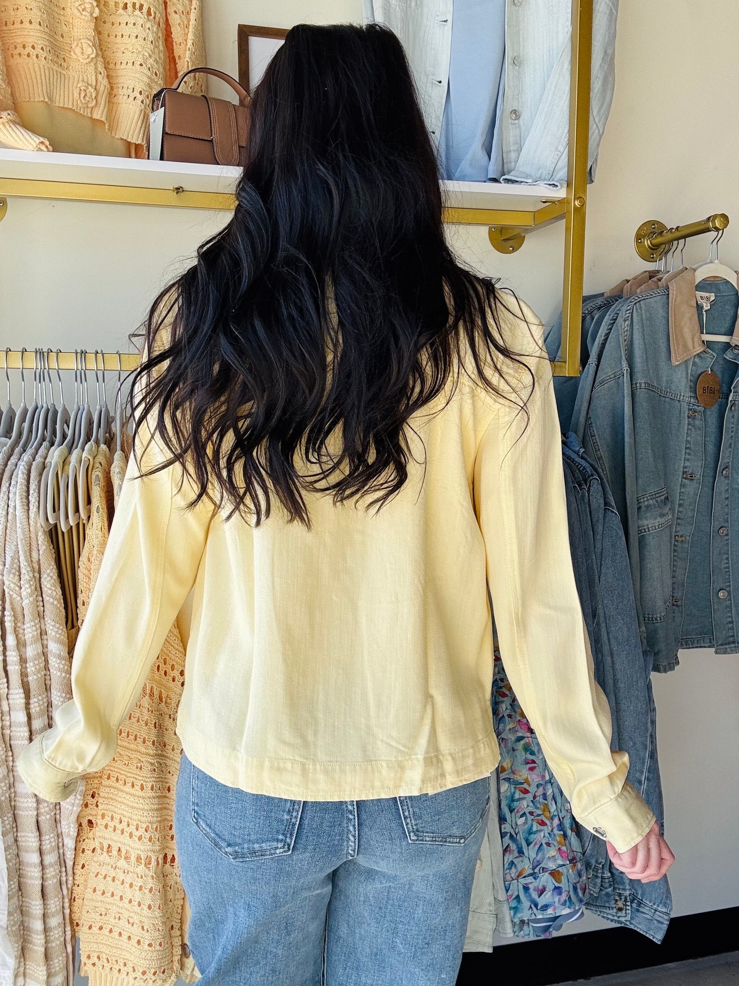 Thread &amp; Supply

Trust us, you need this denim jacket in your life. Made with our super soft Tencel Lyocell, the Jackie Jacket is a wardrobe staple!

Button front closure
Side pockets
Relaxed fit
Measurements for a size small:

Length:&nbsp;22.5"
Chest:&nbsp;19.5"
Sleeve Length: 24.5"
Fabric Content/Care:&nbsp;

100% Tencel™ Lyocell