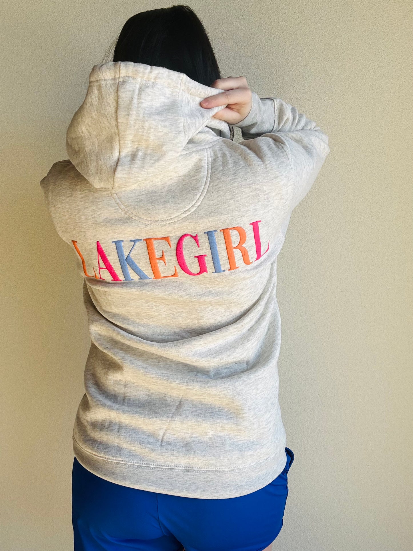 This new sweatshirt features multi-colored drawstrings with a puff ink design on the left chest and back.&nbsp;

Relaxed&nbsp;Fit.&nbsp;80% cotton, 20% polyester&nbsp;

Lakegirl size chart in photos&nbsp;