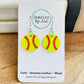 Leather Softball Earrings