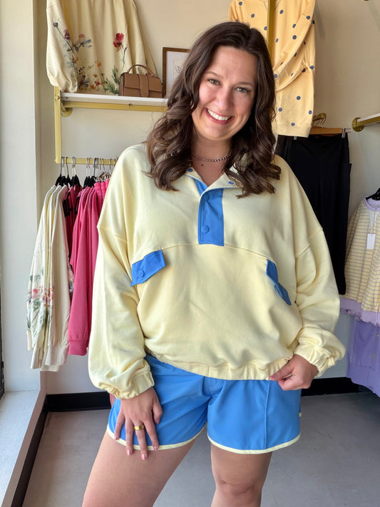 Rae Mode

Experience the perfect blend of breathable French terry and lightweight woven fabric designed for ultimate everyday comfort. This vibrant, relaxed-fit pullover features a stylish quarter-button closure and functional side pockets for effortless on-the-go utility. Elevate your athleisure game with this soft, sun-kissed layer

Ultra-soft, breathable French terry fabric.
Relaxed fit for effortless layering.
Functional side pockets for essentials.
Stylish, adjustable quarter-button closure.
Lightweigh