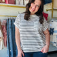 Haptics

Experience effortless style in this breathable double gauze knit top featuring classic navy stripes and a relaxed dolman fit. This oversized plus-size essential combines premium comfort with a chic, airy silhouette for your perfect everyday look

Ultra-breathable double gauze knit fabric.
Relaxed dolman sleeves for total comfort.
Flattering oversized, loose-fit silhouette.
Chic navy stripes and pocket detail.
Trendy exposed back seam design.
Versatile round neck for easy layering.

