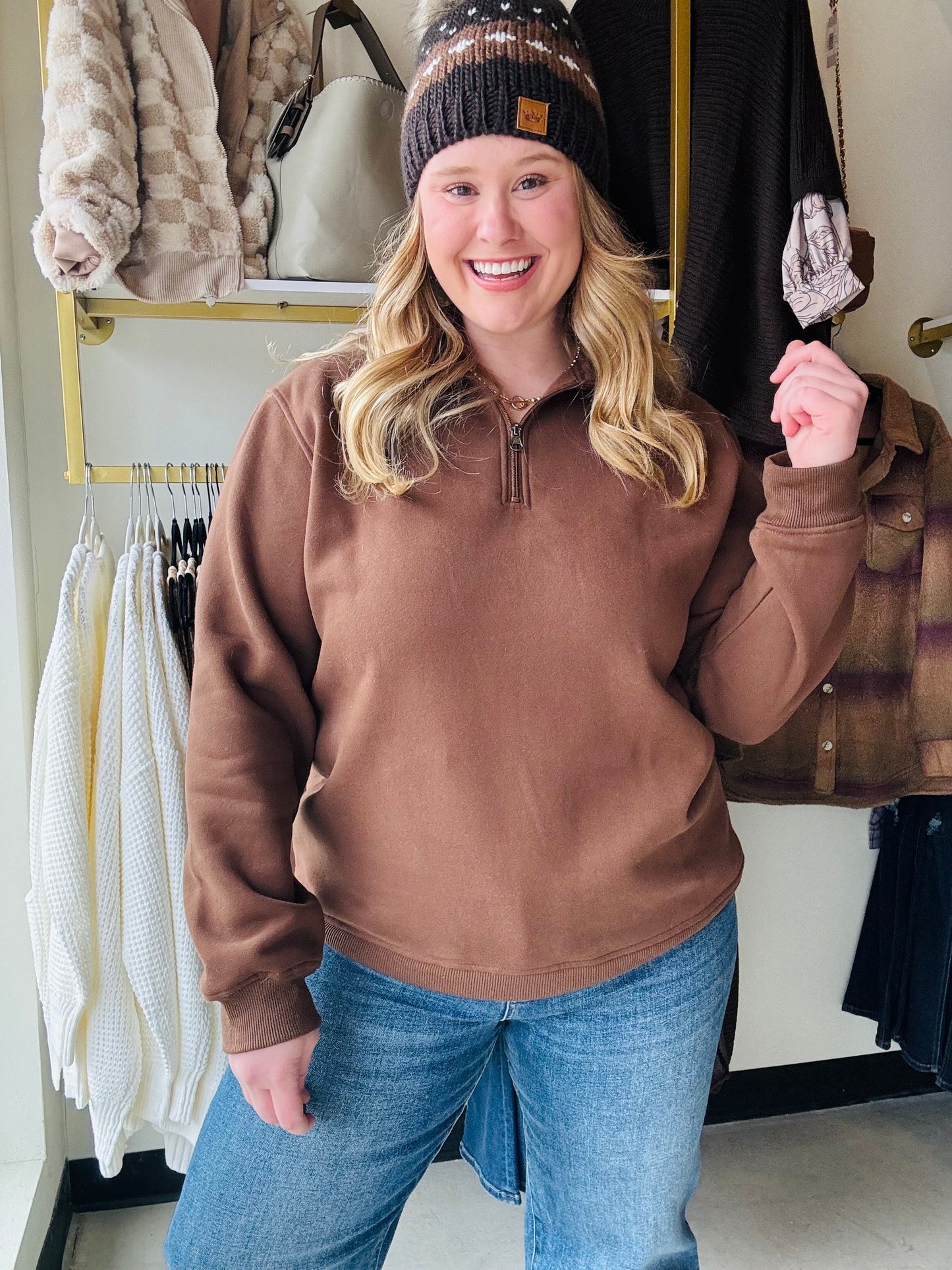 Jess Lea&nbsp;

A must-have for cool weather! The McKenna Pullover is soft and comfortable, with a convenient quarter zip. Stay warm and stylish all season long. Available for a limited time only, order now before it's gone!