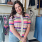 Sunday Edition

Brighten your wardrobe with this vibrant multi-stripe crochet button-up, featuring a classic polo collar and breezy short sleeves. This lightweight knit combines retro charm with modern comfort, making it the ultimate transitional layer for any season.

Vibrant multi-color stripes pop beautifully.
Breezy, lightweight open-knit texture.
Classic polo collar adds sophistication.
Effortless button-up versatility.
Soft, high-quality crochet knit.
Perfect for layering or solo wear.
Trendy vintage-