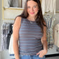 Thread &amp; Supply

Sleeveless tank
Crew neckline
ribbed material
Measurements for a size small:

Length: 23"
Chest: 14"
Waist: 13"
Content:&nbsp;

48% Cotton
48% Modal
4% Spandex
