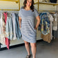 Staccato

Experience effortless style with this timeless navy striped t-shirt dress, featuring functional side pockets for your daily essentials. Crafted for ultimate comfort and versatility, it’s the perfect "throw-on-and-go" piece for busy mornings and relaxed weekends.

Functional side pockets for essentials.
Ultra-soft fabric for all-day comfort.
Classic, timeless navy nautical stripes.
Flattering, relaxed "everywhere" fit.
Effortless style for any occasion.
Easy-care, machine-washable material.