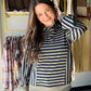 Your new weekend essential. The Cocoa Brushed Stripe Pocket Crewneck by Staccato combines cozy micro-brushed fabric with a subtle stripe mix-media design for a look that's relaxed but anything but basic.

Featuring a classic crewneck silhouette, long sleeves, a chest pocket, and color-trimmed details, this sweatshirt layers beautifully over your favorite tee or under a vest. The soft brushed texture makes it a go-to for cool days when comfort is non-negotiable.

Crewneck silhouette with color trim
Chest poc