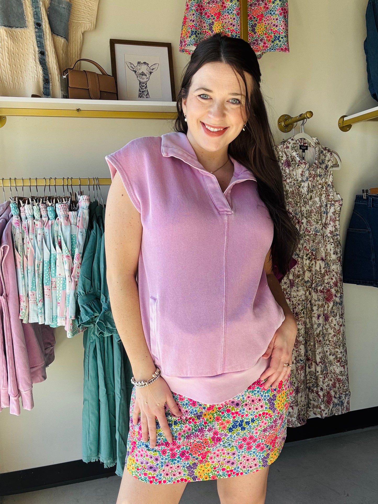 Thread & Supply

Buttery soft. Breathable. You may never want to take it off. Featured in a cozy pullover style with collared neckline and side pockets. Make it a set with the Olson Shorts.

Collared v neckline
Open placket
Side pockets
Measurements for a size small:

Length: 23.5"&nbsp;
Chest: 20.5"
Sweep: 20"
Fabric Content/Care:&nbsp;

74% Cotton
26% Polyester
Machine Wash Cold
