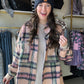 Get ready to elevate your lounge look with this Pink &amp; Navy Plaid Jacket! The beautiful lined plaid design is trendy and oversized, perfect for adding a stylish touch to your favorite lounge set. Plus, the large pockets provide both fashion and function. Stay cozy and chic with this must-have jacket!

Brand: POL