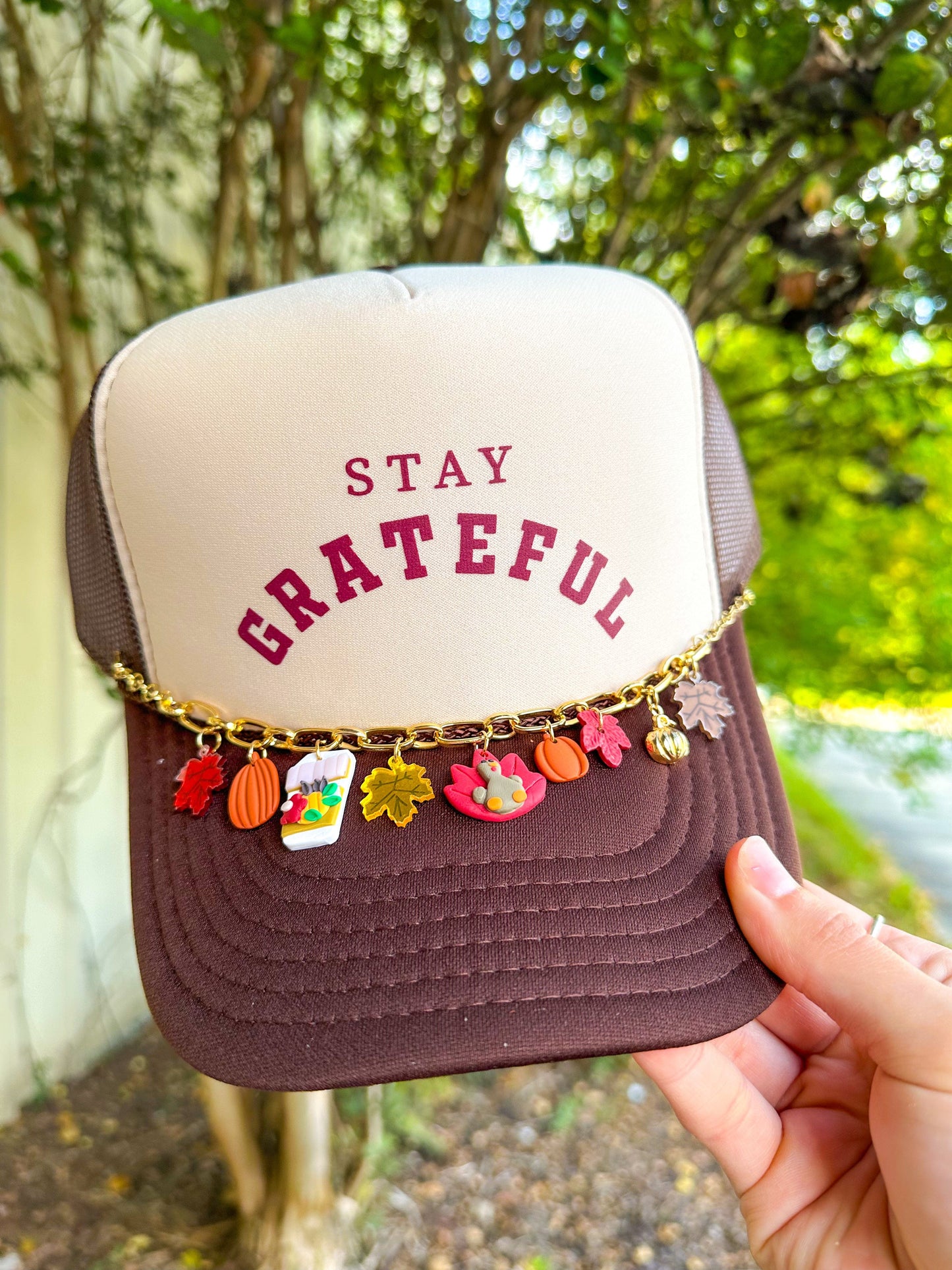 Stay Grateful Tan/Brown Trucker