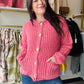 The Pink Hammered Metal Button Sweater is perfect for those chilly days. Made with soft, chunky material, it features a big metal button down front and cozy long sleeves. Store your essentials in the convenient patch pockets. Stay warm and stylish with this must-have cardigan.

Staccato&nbsp;