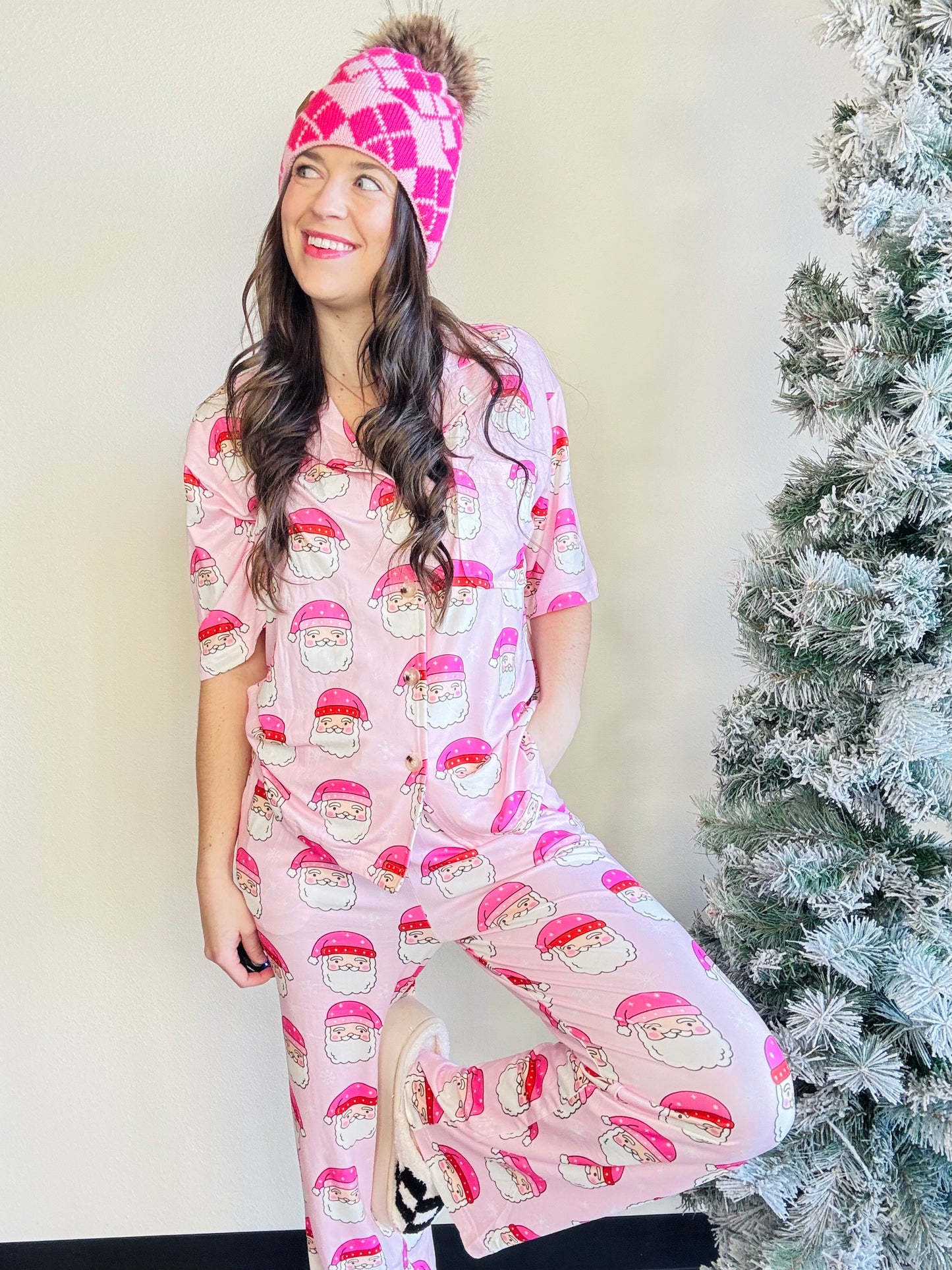 Katy Did

Whether you're lounging fireside or unwrapping presents in style, these pink Christmas pajamas are the ultimate mix of cozy and cute. With a relaxed fit and playful holiday print, they're comfy enough to snooze in and cute enough for literally every seasonal selfie.