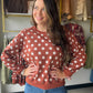 Umgee

Like petals scattered across a quiet breeze, the Polka Dot Printed Pullover carries a playful softness wrapped in calm simplicity.

Key Features:
Not Lined
Polka dot design
Back-side pleat detail

Fabric Contents:
40% Cotton
35% Rayon
20% Polyester
5% Spandex

