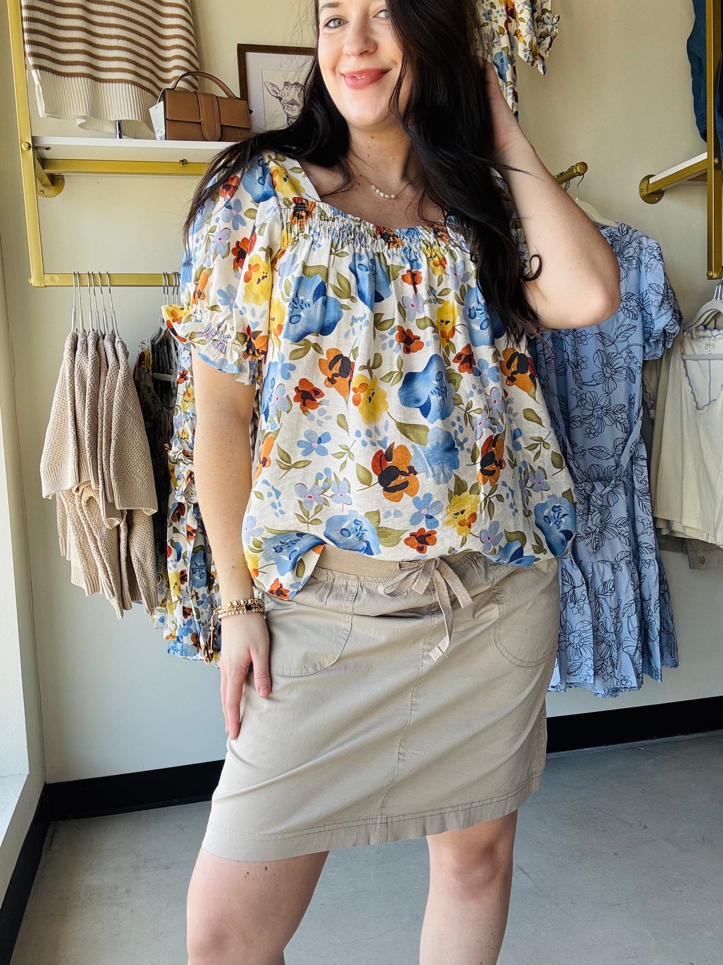 Dash&nbsp;

Effortless summer style meets comfort in the Sandstone Sharon Skort. Crafted from a breathable cotton blend with an elastic waist for all-day ease, this modest-length skort pairs beautifully with your favorite tees and tank tops. Perfect for warm-weather adventures, casual outings, or relaxed weekends. The versatile neutral tone works with any wardrobe, making it a go-to piece for laid-back elegance.