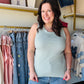 Cotierra

Elevate your daily rotation with this ultra-soft Silver Sage ribbed tank featuring delicate lace trim and trendy exposed seams. This feminine essential combines a flattering scoop neck with unique contrast stitching for a sweet, lived-in look that pairs perfectly with anything.

Delicate lace adds feminine charm.
Soft ribbed knit flatters every curve.
Trendy exposed seams for designer edge.
Breathable fabric for all-day comfort.
Versatile style for layering or solo.
Unique contrast stitching detai