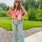 Our Cropped Stretch Jeans are crafted from 97% cotton and 3% spandex for a comfortable yet flattering fit. This wide leg, high waisted style features a clean cut hemline and is available in sizes Small (2-4), Medium (6-8), Large (8-10) and XL (10-12). These bottoms are perfect for work all summer long paired with a fun blouse and strappy sandals! 