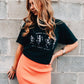 Karma Black Cut Mock Neck Tee