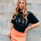 Karma Black Cut Mock Neck Tee