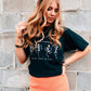 Karma Black Cut Mock Neck Tee