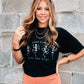 Karma Black Cut Mock Neck Tee