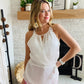 Look cute and feel comfy in this lightweight and flattering wrap tank top! The classic swiss dot pattern is a timeless and elegant touch, while the keyhole neckline and wrap waist provide just the right amount of shape. Perfect for warm days that scream for a tank top style. Enjoy!