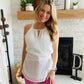 Look cute and feel comfy in this lightweight and flattering wrap tank top! The classic swiss dot pattern is a timeless and elegant touch, while the keyhole neckline and wrap waist provide just the right amount of shape. Perfect for warm days that scream for a tank top style. Enjoy!