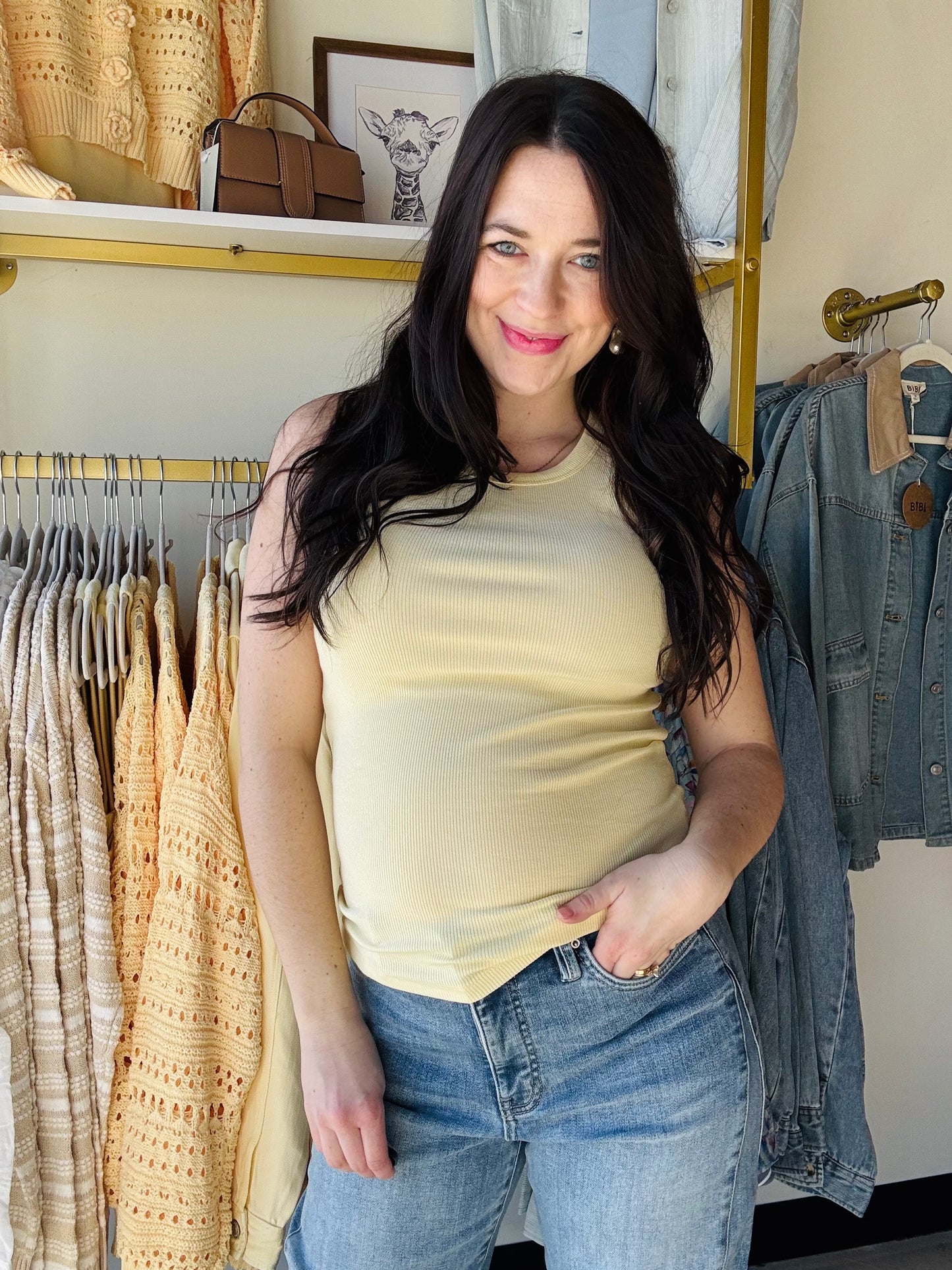 Thread &amp; Supply

Forever timeless in the EDLIN TANK! Crafted in a soft ribbed fabrication, this tank is a wear-everywhere kind of essential.

Sleeveless tank
Crew neckline
Measurements for a size small:

Length: 23"
Chest: 14"
Waist: 13"
Fabric Content/Care:&nbsp;

48% Cotton
48% Modal
4% Spandex