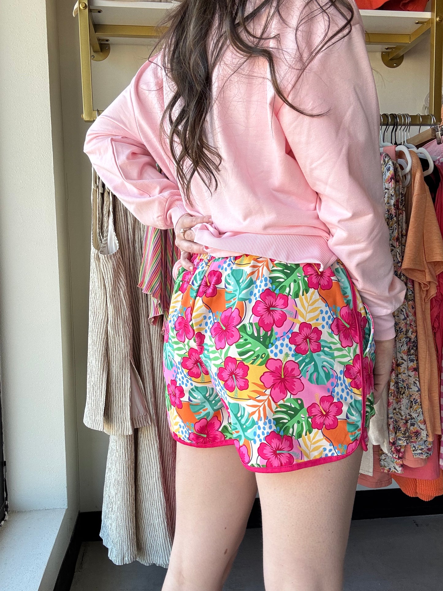 Jess Lea

These mid-rise shorts are so perfect for the spring and summer and even to wear into the fall! Get the effortless yet chic look with these shorts. They feature a mid-rise, tie waist drawstring, &amp; side pockets. These are a relaxed fit.