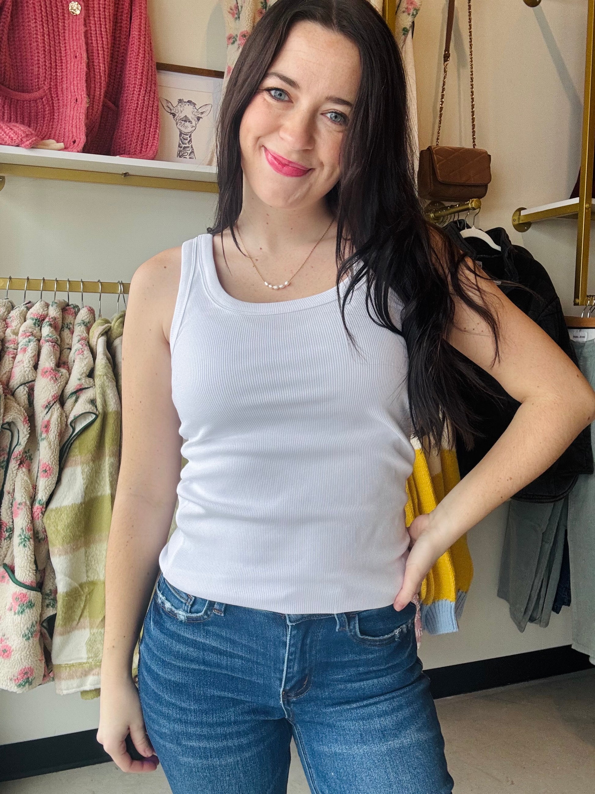 Thread & Supply

Soft, stretchy, and endlessly wearable, this fitted scoop neck tank is designed in our comfy micro rib fabric. It's perfect tucked or untucked, a must-have for any day of the week.

Sleeveless tank
Scoop neckline
Micro ribbed fabric
Measurements for a size small:

Length: 24"&nbsp;
Chest: 14"
Sweep: 15.5"
Fabric Content/Care:&nbsp;

48% Cotton
48% Modal
4% Spandex
Machine Wash Cold
