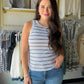 Thread &amp; Supply

Sleeveless tank
Crew neckline
ribbed material
Measurements for a size small:

Length: 23"
Chest: 14"
Waist: 13"
Content:&nbsp;

48% Cotton
48% Modal
4% Spandex
