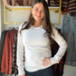 Thread and Supply&nbsp;

So classic and effortless, this essential long sleeve tee from our basics collection is featured in a relaxed silhouette and crew neckline.&nbsp;

Long-sleeved top
Crew neckline
Measurements for a size small:

Length: 25.5"
Chest: 16"
Sleeve length: 25.5"
Sweep: 17 1/4"
Fabric Content/Care:&nbsp;

95% Rayon
5% Spandex