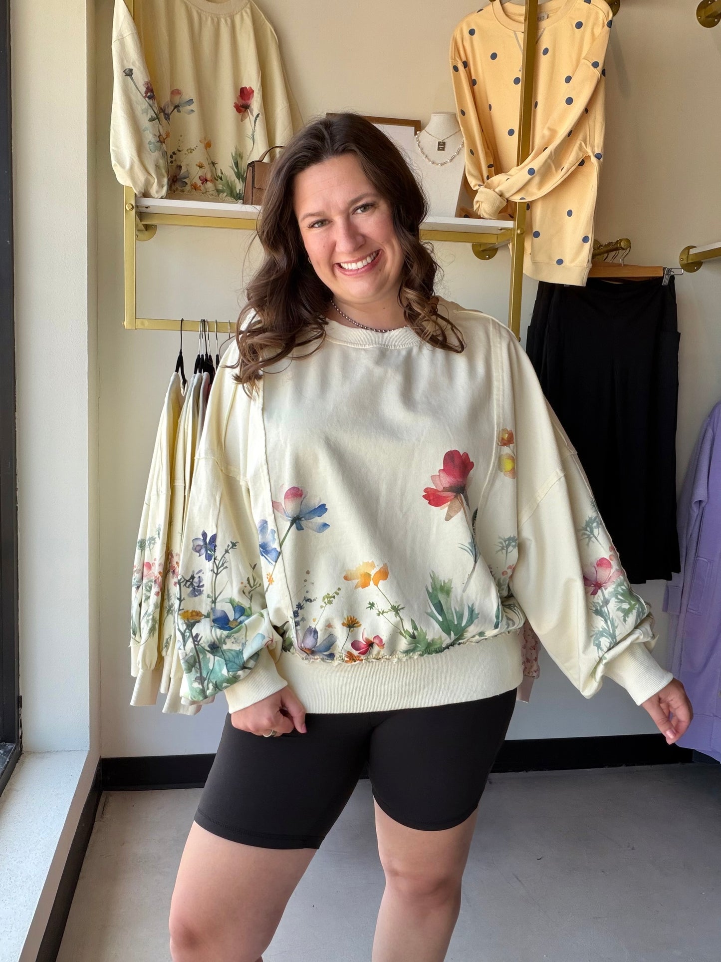 Easel

Bloom with effortless style in this stunning watercolor floral pullover, featuring a vintage-inspired mineral wash. The relaxed dolman fit provides all-day comfort while the artistic print adds a soft, feminine touch to your everyday look.

Flattering, oversized relaxed fit
Trendy vintage mineral wash finish
Artistic hand-painted watercolor floral print
Easy-moving, stylish dolman sleeves
Soft, breathable premium washed terry
Effortless transition from home to out
Timeless and classic round neckline
