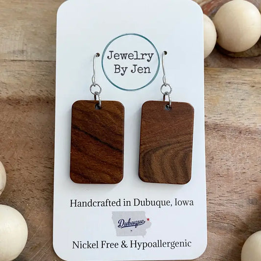 Wood Rectangle Earrings