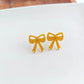 Yellow Glitter Bow Earrings