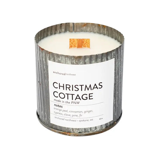 Christmas Cottage Wood Wick Rustic Farmhouse Soy Candle