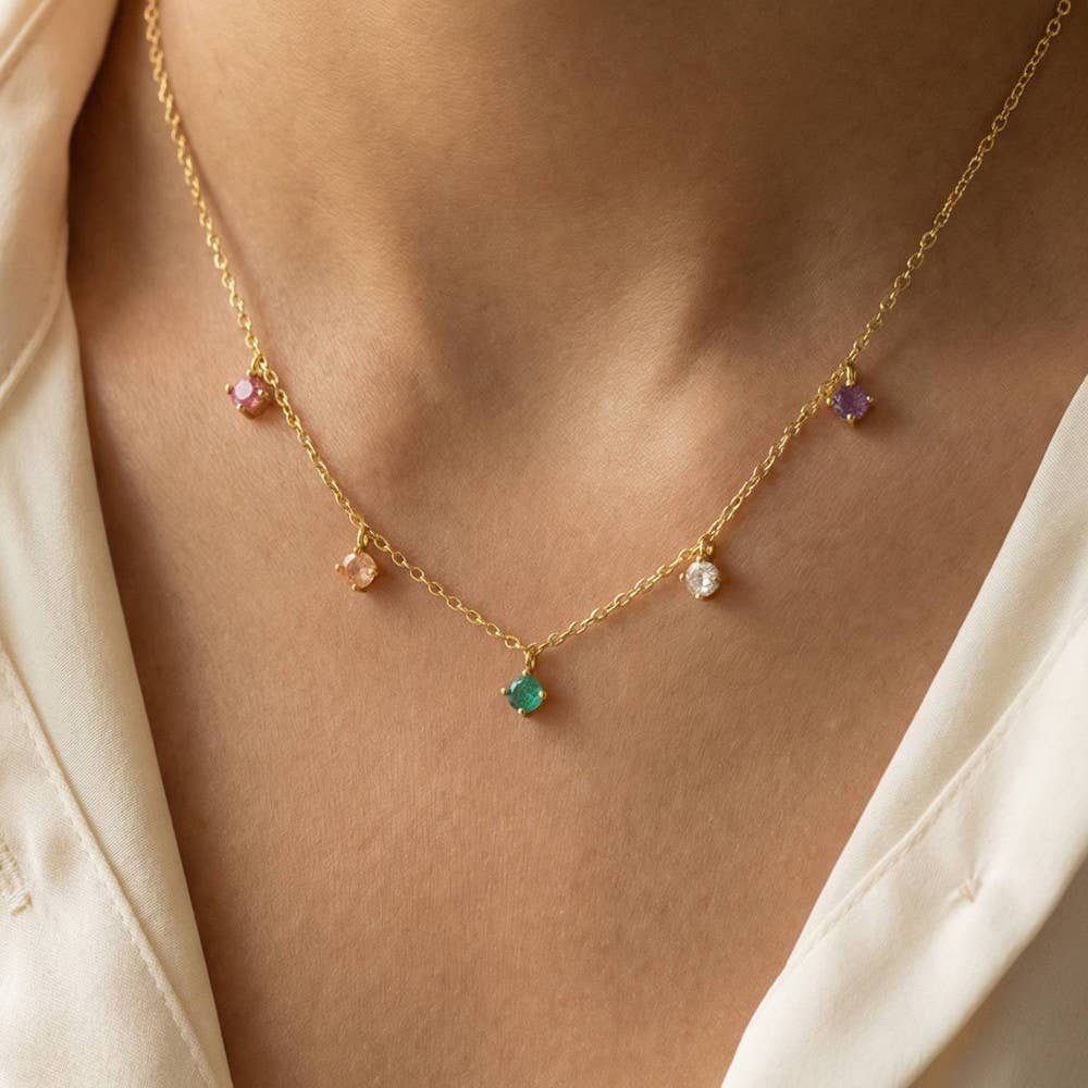 Crystal Stud Drop Necklace