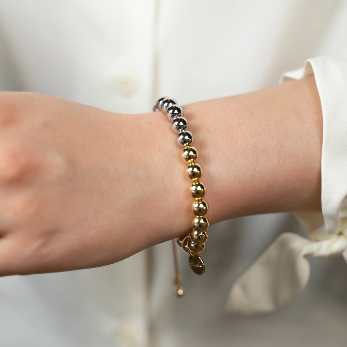 Two Tone Adjustable Bracelet  - 8mm