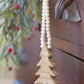 Distressed Wooden Tree Beaded Ornament