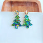 Green Sparkle Christmas Tree Earrings