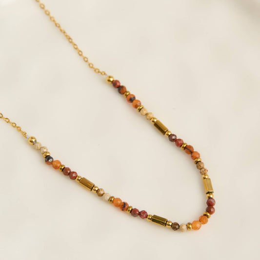 Waterproof Necklace 15" Jasper Beaded Gemstone Agate Narelle