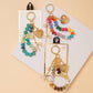 Heart Charm Beaded Bag Charm Keychain with Pearl and Bow