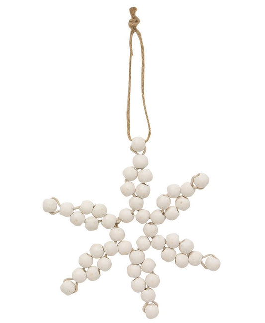 Bead Snowflake Christmas Ornament - White