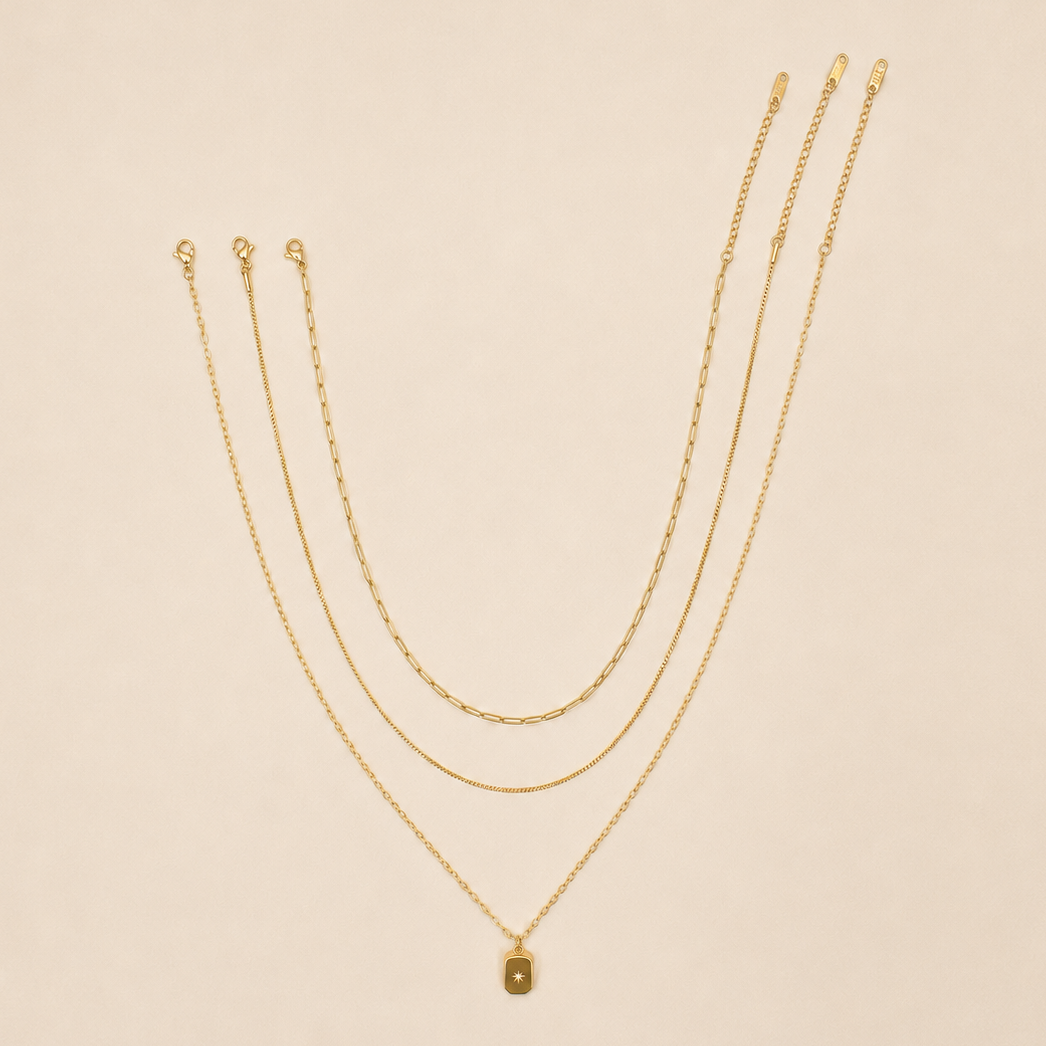 18K STAINLESS STEEL TARNISH FREE LAYERED NECKLACE | 40NK9532