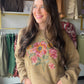 Easel

FLORAL EMBROIDERY KNITTED SWEATER
-FLORAL STATEMENT DESIGN
-ROUND NECKLINE
-DROPPED SHOULDERS
-RELAXED FIT
-SOFT KNIT FABRICATION
-RIBBED CUFFS AND RIBBED HEM
-SMALL MEASUREMENTS : LENGTH - 26" &amp; BUST - 23"

Fabric: KNIT
Content: 78% POLYESTER 18% ACRYLIC 4%SPANDEX

FLORAL EMBROIDERY KNITTED SWEATER
