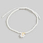 Faceted Beaded Flower Charm Adjustable Cord Bracelet