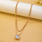 Layered Square Opal Pendant Necklace
