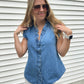 Denim Frill Sleeveless Top
