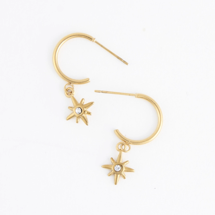Starburst Charm C Hoop Earrings